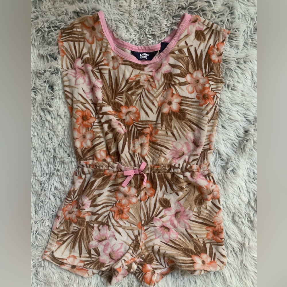 Girls terry cloth romper coverup landsend size Medium.